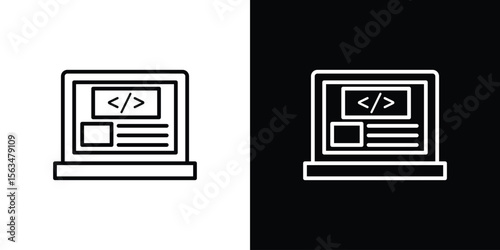 Front end icon Design concept. Black and white line icons