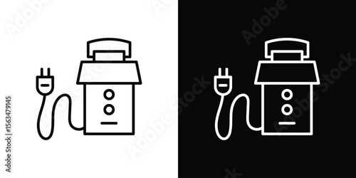 Garbage disposal icon Design concept. Black and white line icons