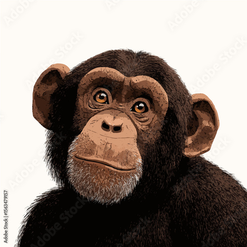 Curious Chimpanzee Portrait 