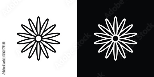 Gerbera icon Design concept. Black and white line icons