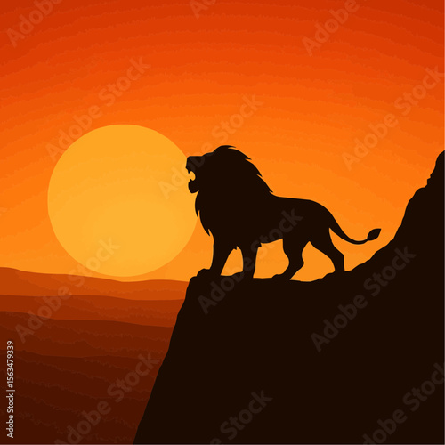 lion on sunset background