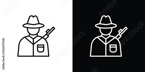 Hunter icon Design concept. Black and white line icons
