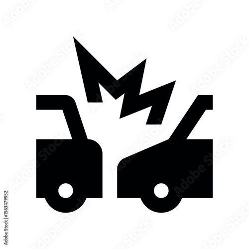 Illustration of car crash accident collision insurance claim auto damage vehicle wreck road safety transportation icon vector vector