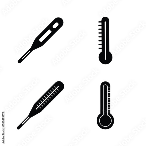 Set of digital and analog thermometer for hospital design Silhouette