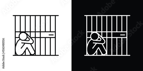 Jail icon Design concept. Black and white line icons