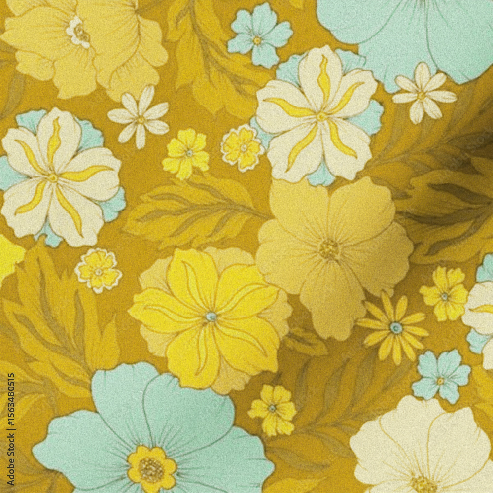 custom made wallpaper toronto digitalNature Inspired Flower and Leaf Repeat Design Art