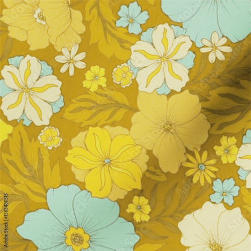 Wallpaper Mural Nature Inspired Flower and Leaf Repeat Design Art Torontodigital.ca