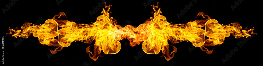 Fototapeta premium Fire flames isolated on black background