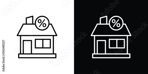Mortgage rate icon Design concept. Black and white line icons