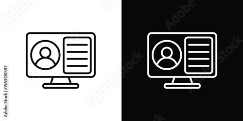 Online course icon Design concept. Black and white line icons
