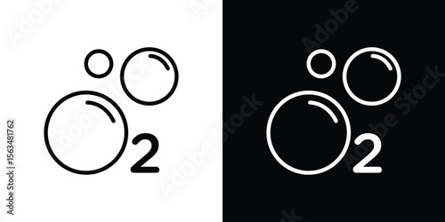 Oxygen O2 icon Design concept. Black and white line icons
