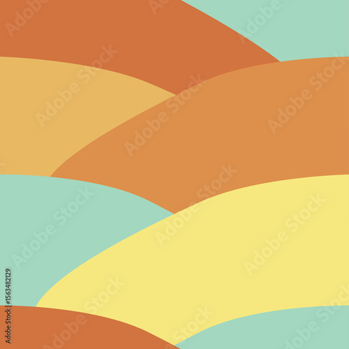 Vector seamless pattern with whimsical fields theme: orange, yellow and blue heels with bright warm tones. Could be used as background, wallpaper, texture, print, card, paper