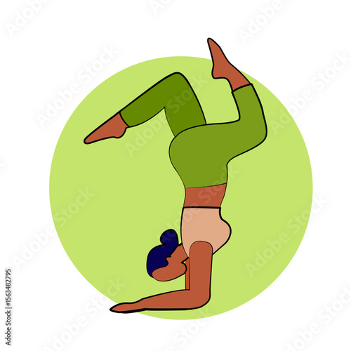 A woman performs a yoga pose stretching provides for a greater range of motion and flexibility. Woman workout fitness, aerobic and exercises. Vector Illustration