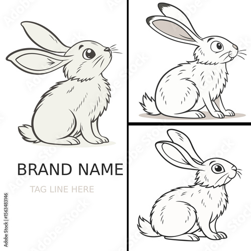 set of funny rabbits