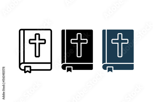 Holy Bible Icon, Flat Religious Book Symbol