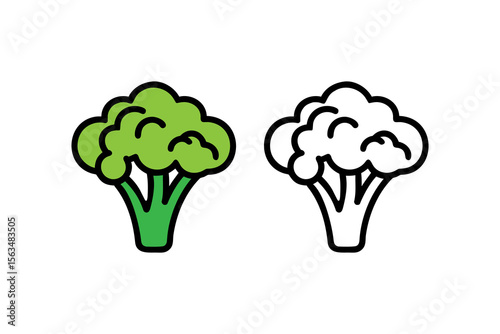 Minimal flat icon of fresh broccoli with green florets and stem. Healthy organic vegetable symbol isolated on white. Perfect for food apps, diet infographics, and eco labels.