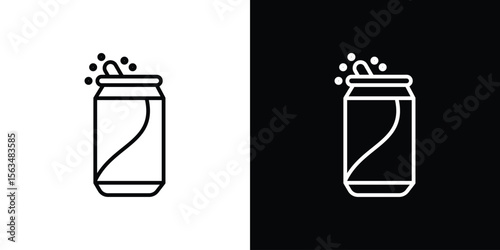 Soda can icon Design concept. Black and white line icons