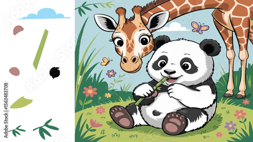 Ziraff  and Panda Playful Illustrator