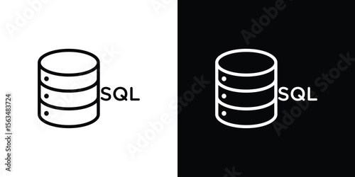 SQL icon Design concept. Black and white line icons