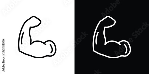 Strong arm icon Design concept. Black and white line icons