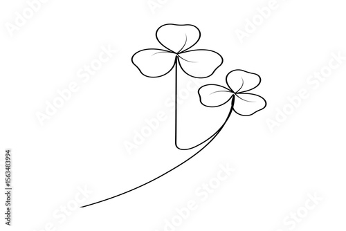 Continuous line shamrock vector with clover shape outline suitable for modern decoration