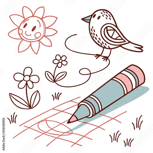 children-s-drawing--hand-drawn-with-crayons--textu