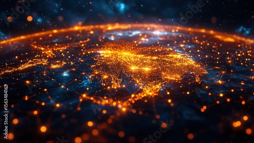 Global Network Over Asia: City Lights and Digital Connections on Earth at Night night network global