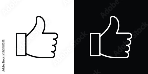 Thumb up icon Design concept. Black and white line icons