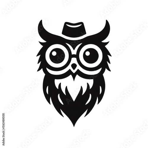 Stylish owl graphic with a hat and glasses presents a cool and intellectual appearance suitable for logo design and creative projects.
