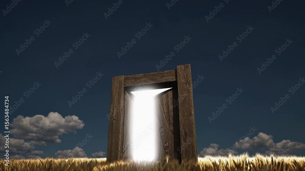 Porte lumineuse dans un champ de blé
