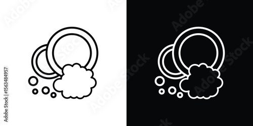 Washing dishes icon Design concept. Black and white line icons