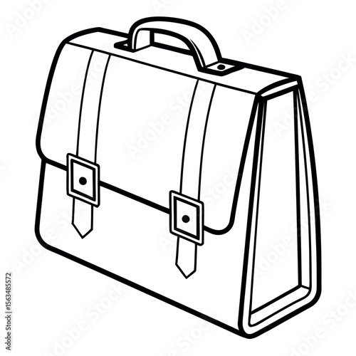 Black and white briefcase with buckle closures satchel