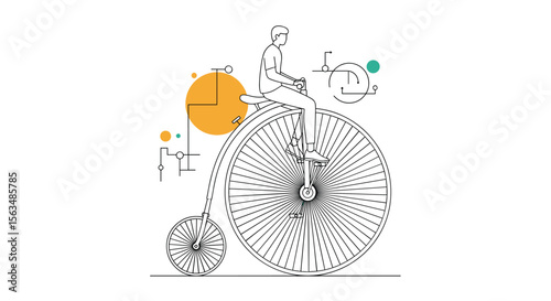 Wallpaper Mural Vintage Bicycle Blueprint Mechanical Drawing with Geometric Elements and Abstract Shapes Illustrating Historical Transportation Engineering and Design Torontodigital.ca