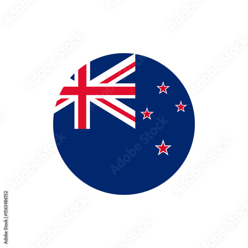 New Zealand flag round icon isolated on white background