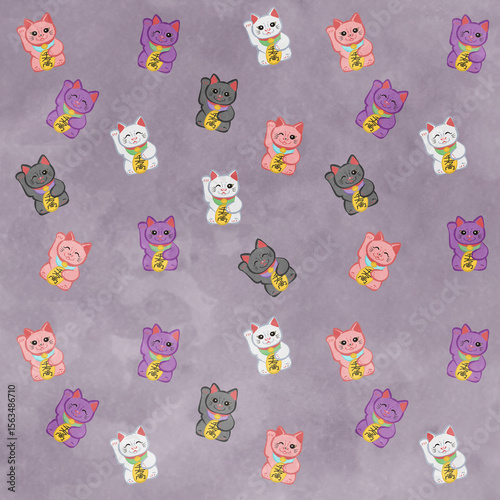 Cute Mankineko pattern Purple Ver