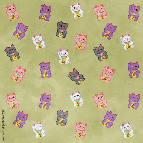 Cute Mankineko pattern Yellow Ver
