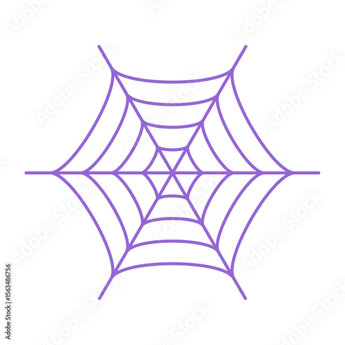 シンプルな紫色の蜘蛛の巣の線画アイコン - ハロウィンやホラーのイメージやデザインパーツ素材