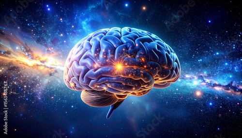 Wallpaper Mural AI Brain of Light Floating in Deep Galaxy Space Torontodigital.ca