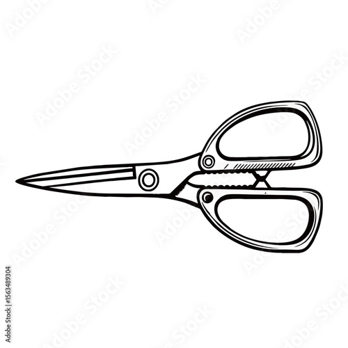 silhouette image of iron scissors on a white background