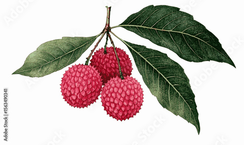 Verdant Harvest Litchi tree isolated watercolor vector illustration svg