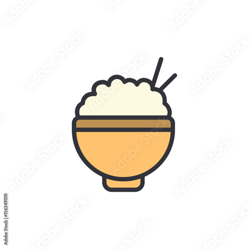 Aromatic Bowl Of Rice With Chopsticks On Transparent Background