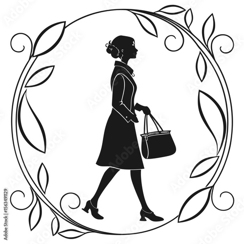 Elegant Woman Silhouette: Fashionable Design Element