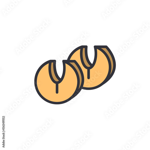 Stylized Illustration Of Paired Fortune Cookies Against Transparent Backdrop
