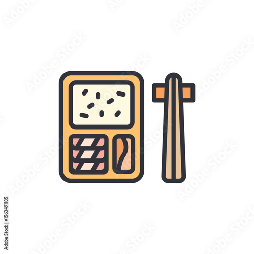 Japanese Bento Box With Chopsticks Isolated On A Transparent Background