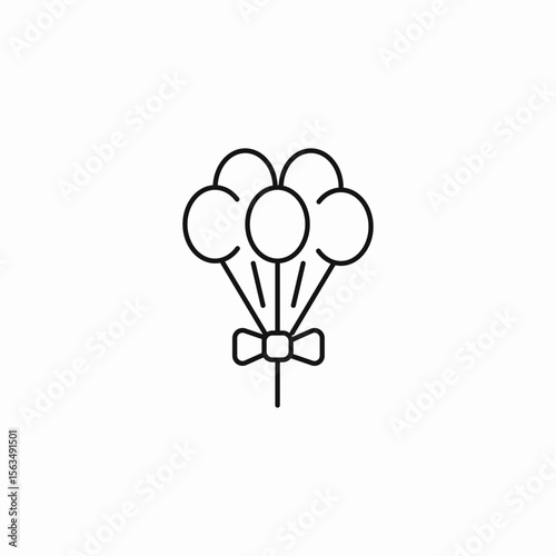 bunch tied balloons icon sign vector