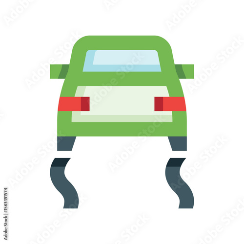 Illustration of green car skidding vector image for automotive safety and driving education resources and design projects vector