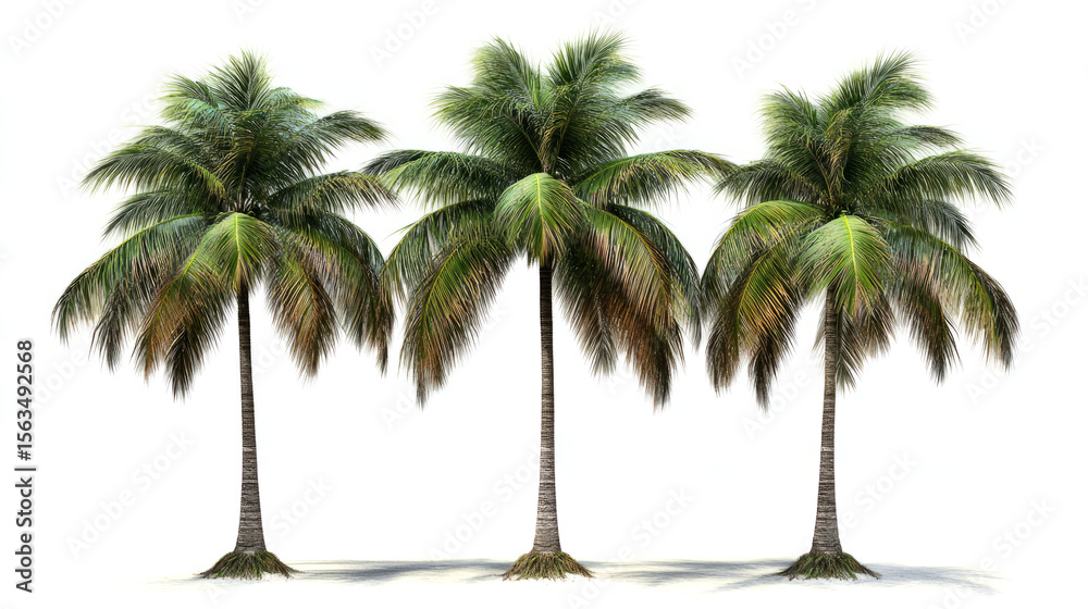 Obraz premium different types of coconut palm trees isolated on a transparent background
