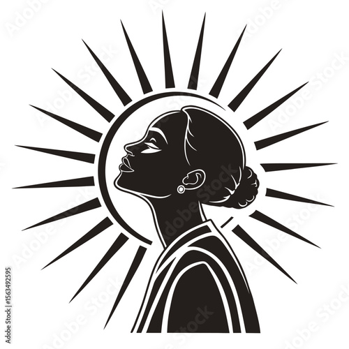 Radiant Woman Silhouette: Sunburst Art Print