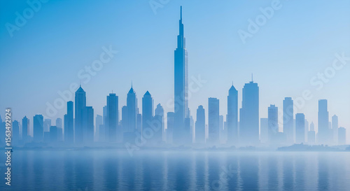 Panoramic Cityscape with Reflective Waters