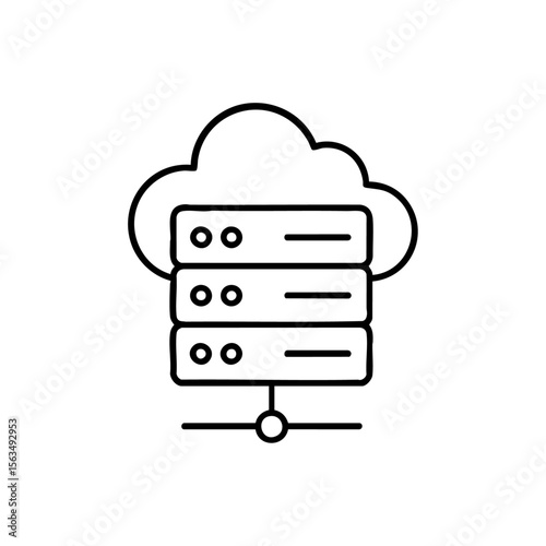 cloud server, cloud hosting outline icon vector illustration